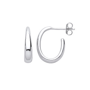 Silver Oval Mini Half Hoop Earrings