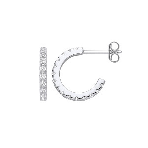 Silver CZ Mini Half Hoop Earrings