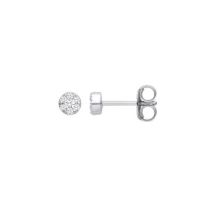 Silver CZ Round Stud Earrings