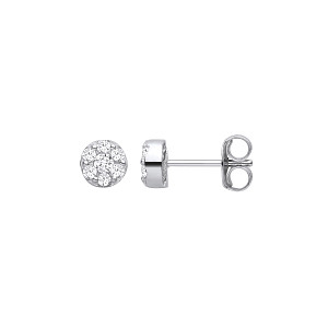 Silver CZ Cluster Stud Earrings