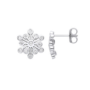Silver CZ Firework Cluster Stud Earrings