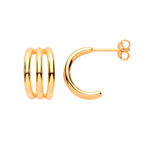 Gold Plated Triple Strand Cutout Half Hoop Earrings