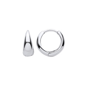 Silver Domed Huggie Hoop Earrings