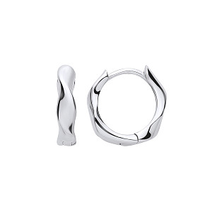 Silver Hammered Huggie Hoop Earrings