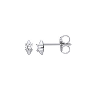 Silver CZ Fancy Stud Earrings