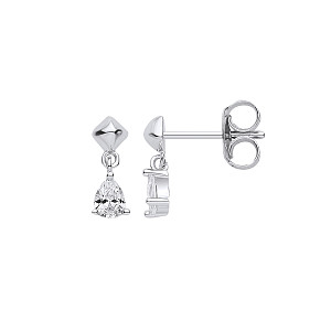 Silver CZ Fancy Drop Earrings