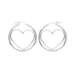 925 Sterling Silver Heart Hoop Earrings