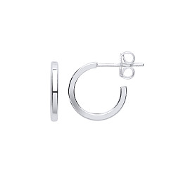 925 Sterling Silver Square Cut Half Hoop Earrings