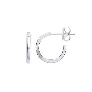 925 Sterling Silver Square Cut Half Hoop Earrings