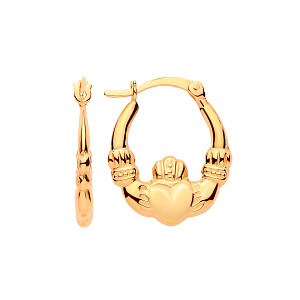 Gold Plated Small Claddagh Creole Earrings