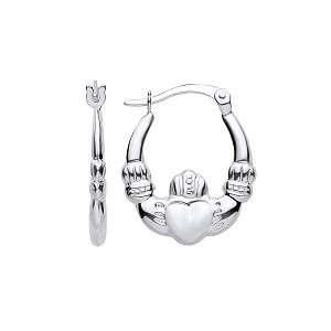 925 Silver Small Claddagh Creole Earrings