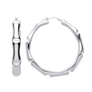 Silver Electroforming Bamboo Large Hoop Earrings