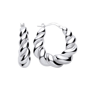 Silver Electroforming Bamboo Twist Oval Hoops