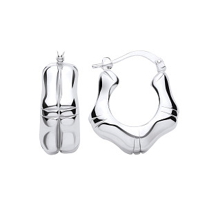 Silver Electroforming Bamboo Style Half Hoop Earrings