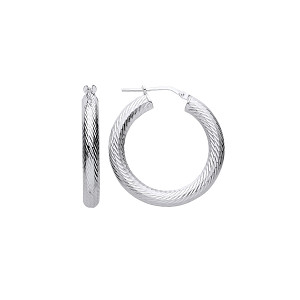 Silver 20mm Fancy Hoop Earrings