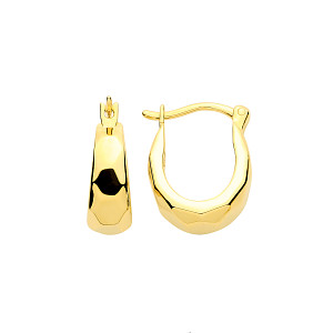 Gold Plated Irregular Texture Huggie Oval Hoop Earrings