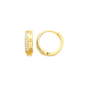 Gold Plated CZ Two Row Screw Hoop Earrings
