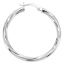 925 Sterling Silver Plain Twist Hoop Earrings