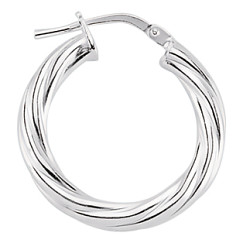 925 Sterling Silver Twist Hoop Earrings: 20mm diamter, 2mm tube