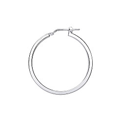 925 Sterling Silver Medium Plain Hoops