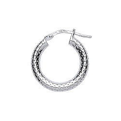 925 Sterling Silver Diamond Cut Hoops