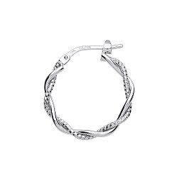 Silver Plain And Diamond Cut Twist Hoop Earrings