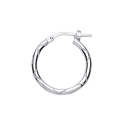 Silver Hoop Earrings With Wave Engraving Detail