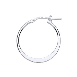 925 Sterling Silver Polished Flat Hoop Earrings