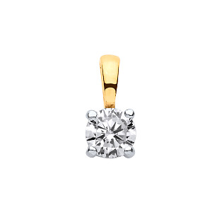 9ct Gold 4ml Round Single Stone, 4 Claw Pendant