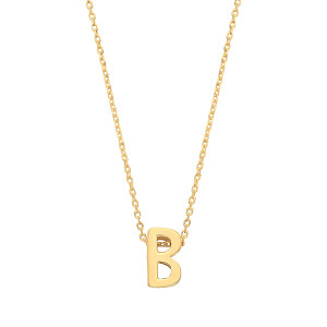 9ct Gold Plain Initial 'E' Pendant With Fine 17
