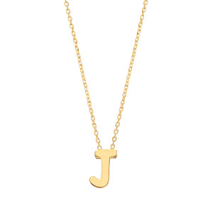 9ct Gold Plain Initial 'J' Pendant With Fine 17