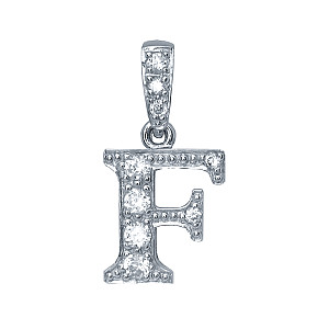 925 Sterling Silver CZ Initial Letter 'F' Pendant