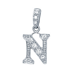 925 Sterling Silver CZ Initial Letter 'N' Pendant