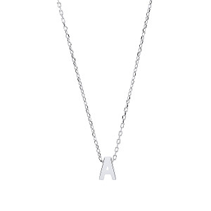 925 Sterling Silver Plain Initial 'A' Pendant With A Fine Belcher Chain
