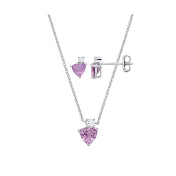 Silver CZ & Brazilian Amethyst earring & Pendant Necklace