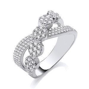 Silver CZ Fancy Crossover Ring