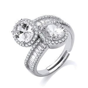 Silver CZ Fancy Crossover Ring