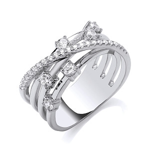 Silver CZ Entwined Wrap Ring