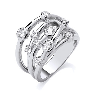 Silver CZ Entwined Wrap Ring