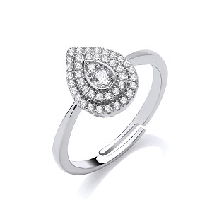 Silver CZ Tear Drop Ring