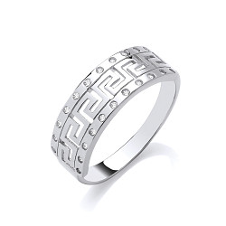 Silver CZ Greek Key Style Ring