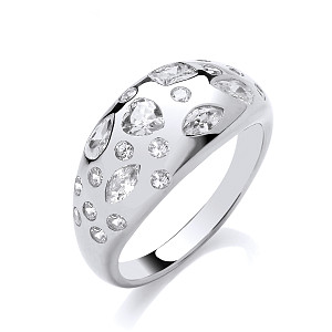 Silver CZ Fancy Dome Ring
