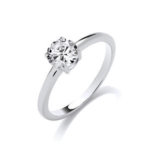 Silver CZ Single Stone Solitaire Ring