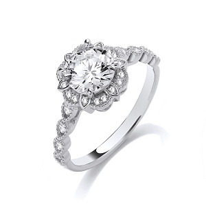 Silver CZ Fancy Ring