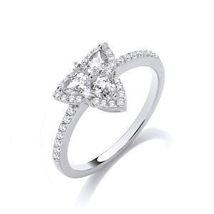 Silver CZ Triple Heart Cluster Ring