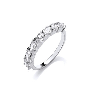 Silver CZ Oval Cut Half Eternity Ring