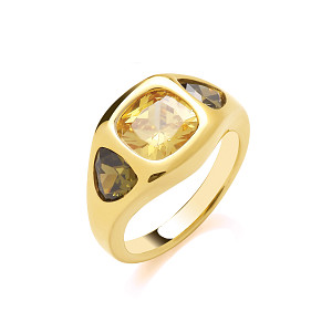 Gold Plated Citrine & Green Sapphire Gypsy Ring