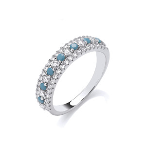 Silver CZ & Turquoise Half Eternity Ring