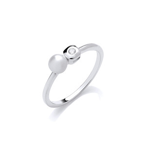 Silver CZ & Fresh Water Pearl Ring