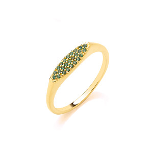 18K Gold Plated Emerald CZ Oval Shaped Ring